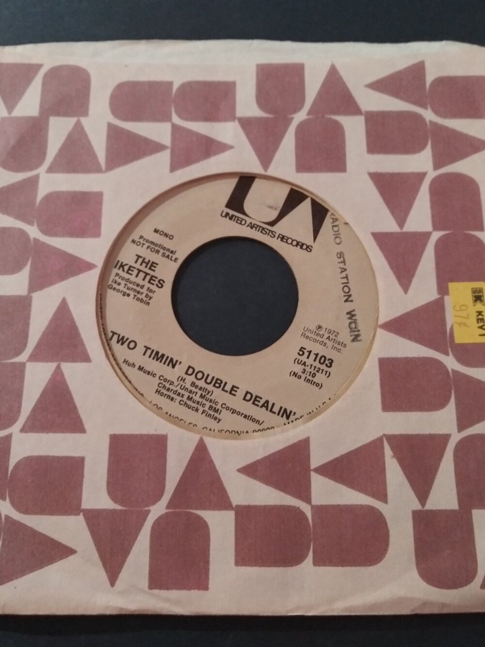 The Ikettes – Two Timin' Double Dealin' NM Promo 45RPM United Artist Record 1972